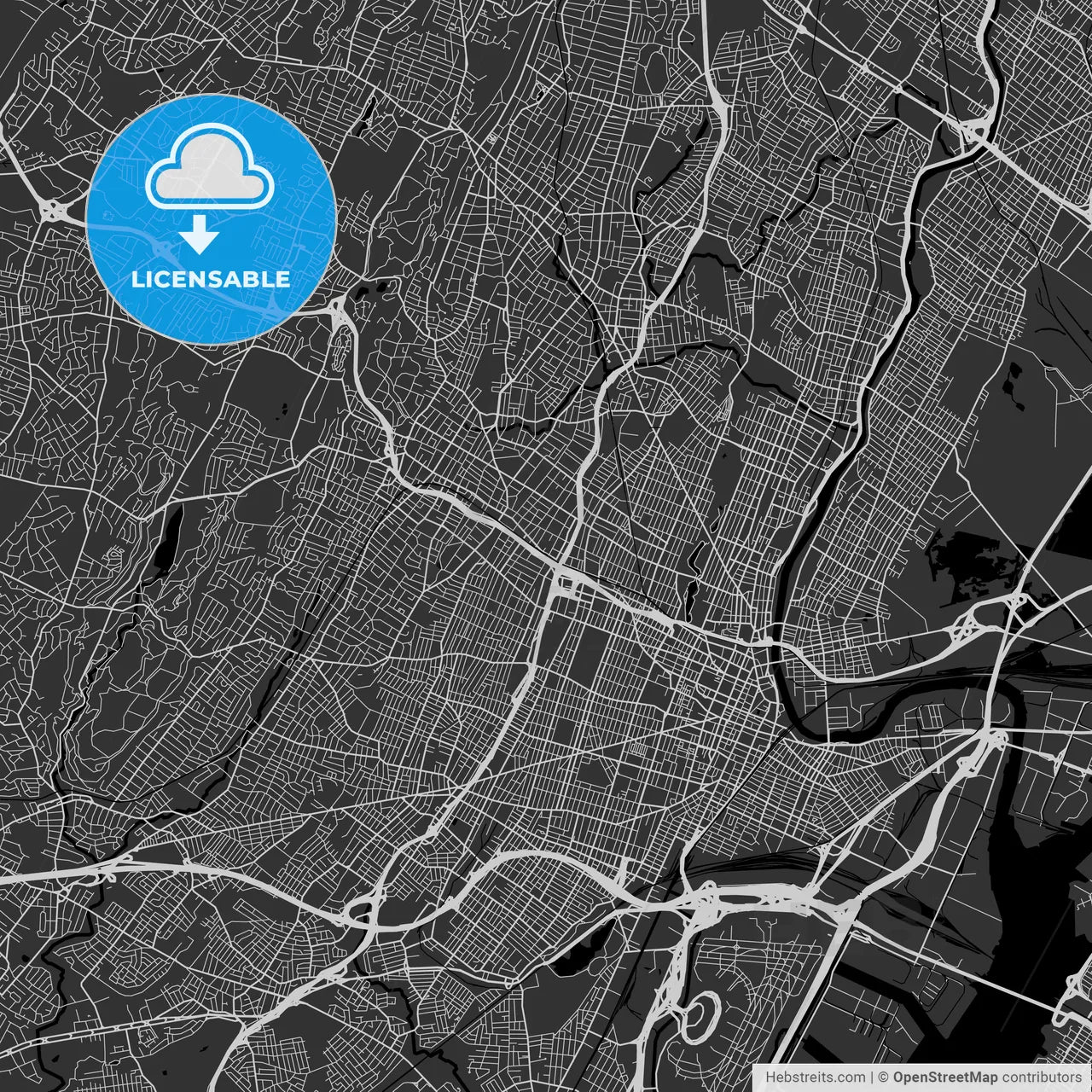 East Orange, New Jersey - Area Map - Dark