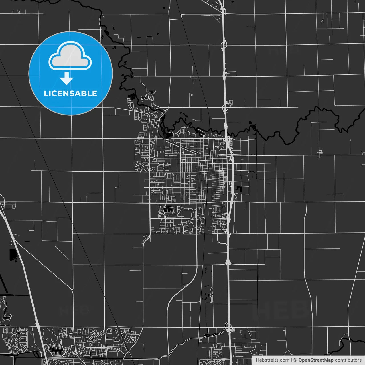 Lodi, California - Area Map - Dark