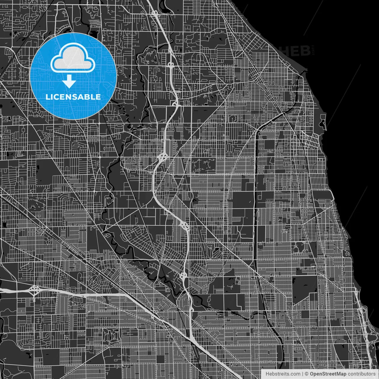 Skokie, Illinois - Area Map - Dark