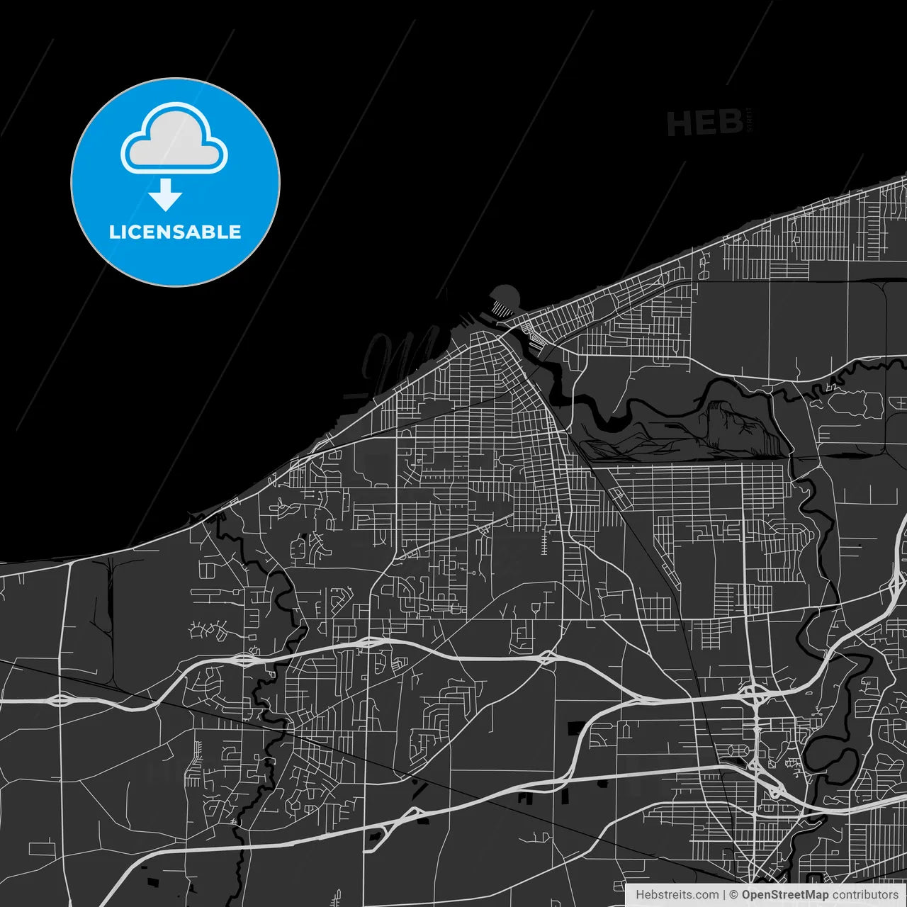 Lorain, Ohio - Area Map - Dark