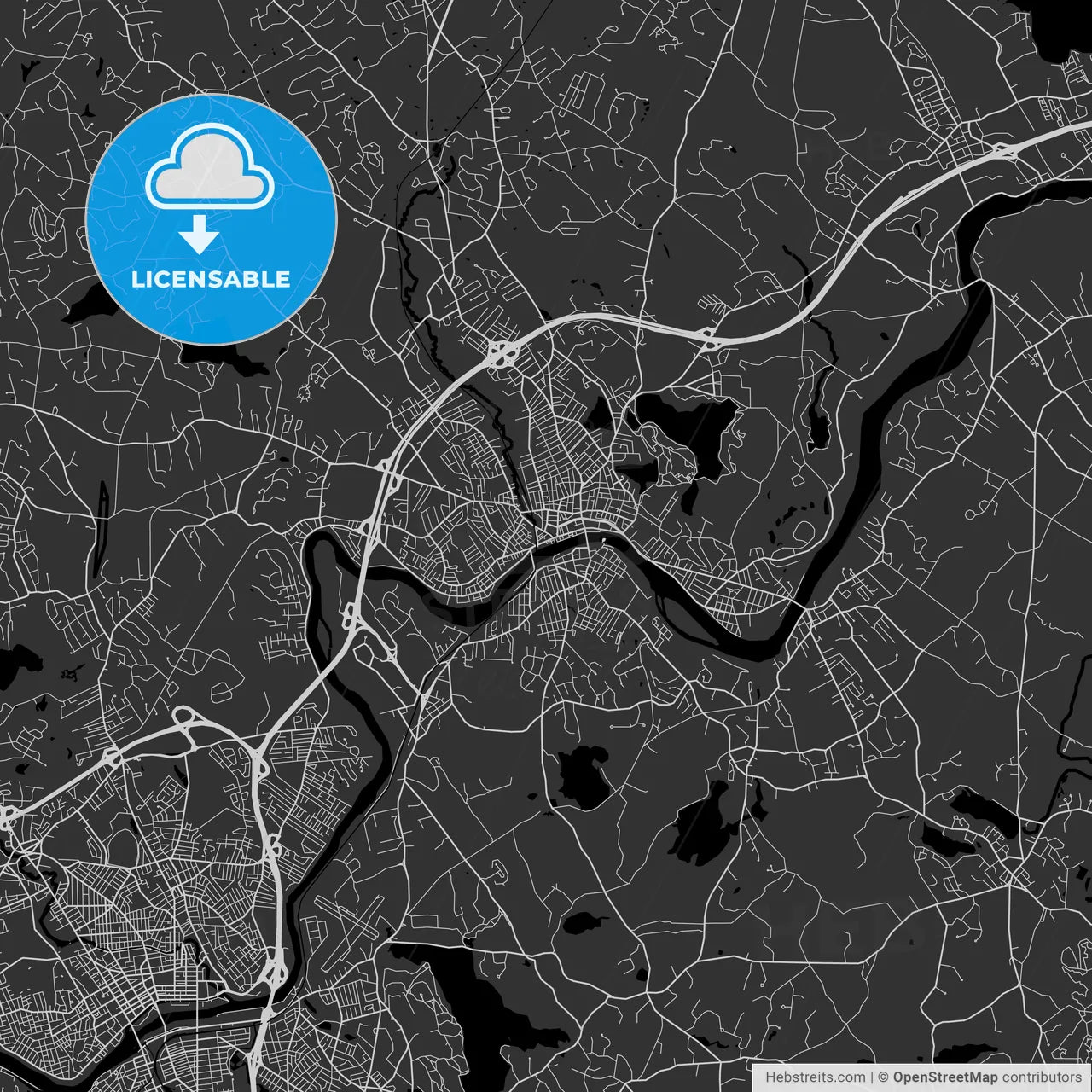 Haverhill, Massachusetts - Area Map - Dark