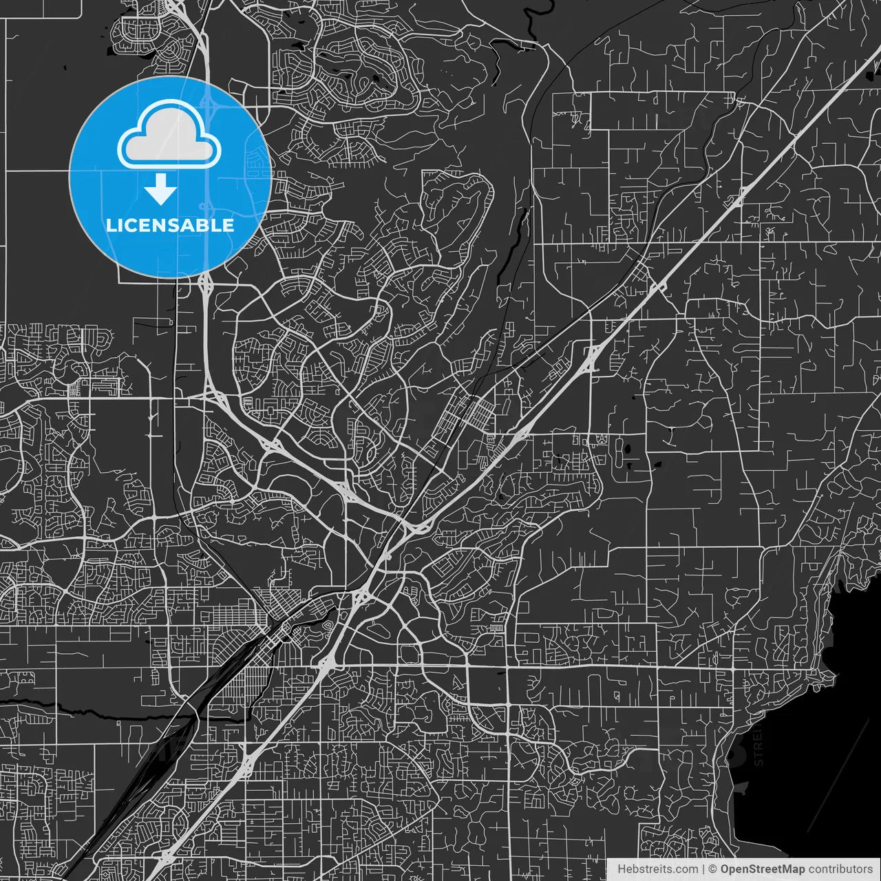 Rocklin, California - Area Map - Dark
