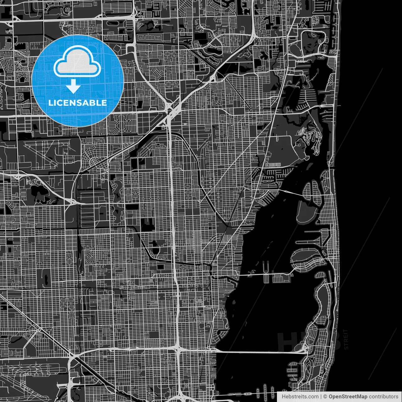 North Miami, Florida - Area Map - Dark