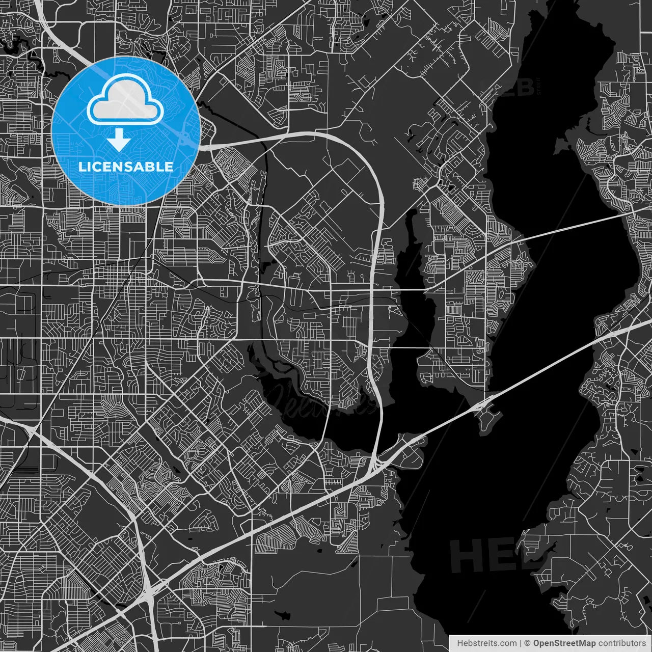 Rowlett, Texas - Area Map - Dark