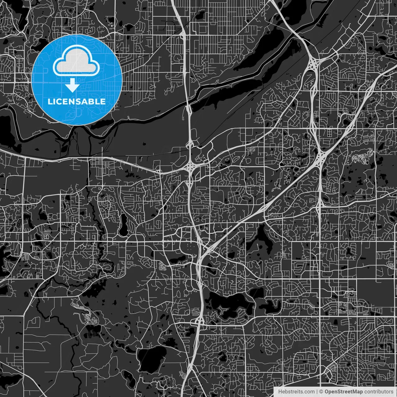 Burnsville, Minnesota - Area Map - Dark