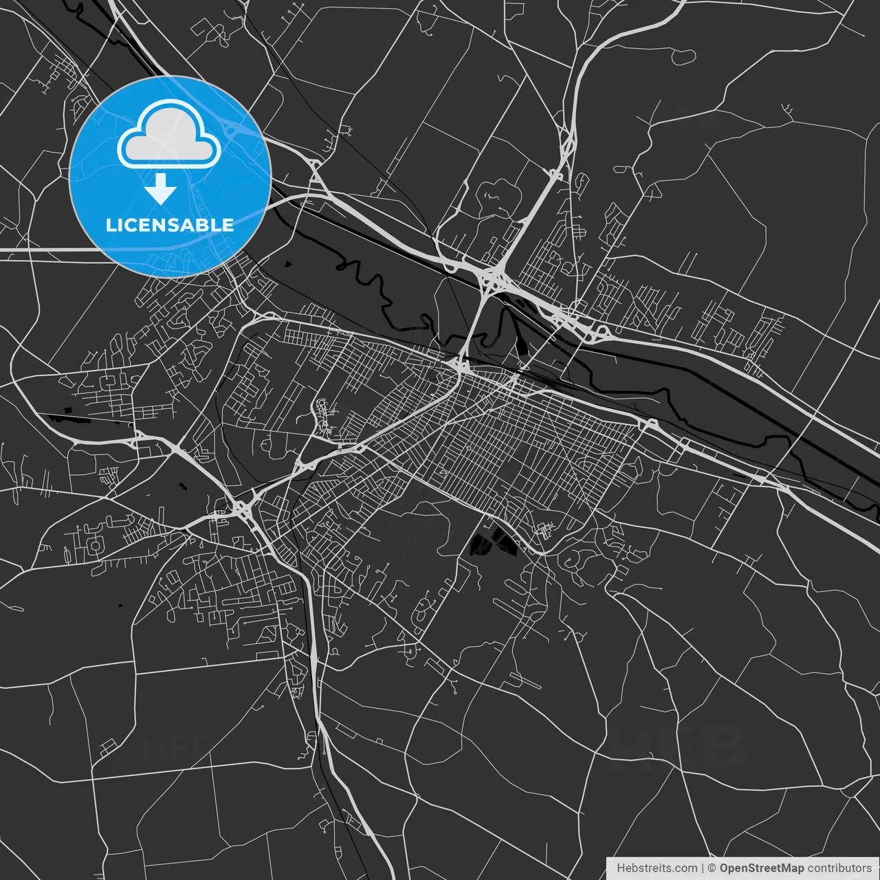 Utica, New York - Area Map - Dark