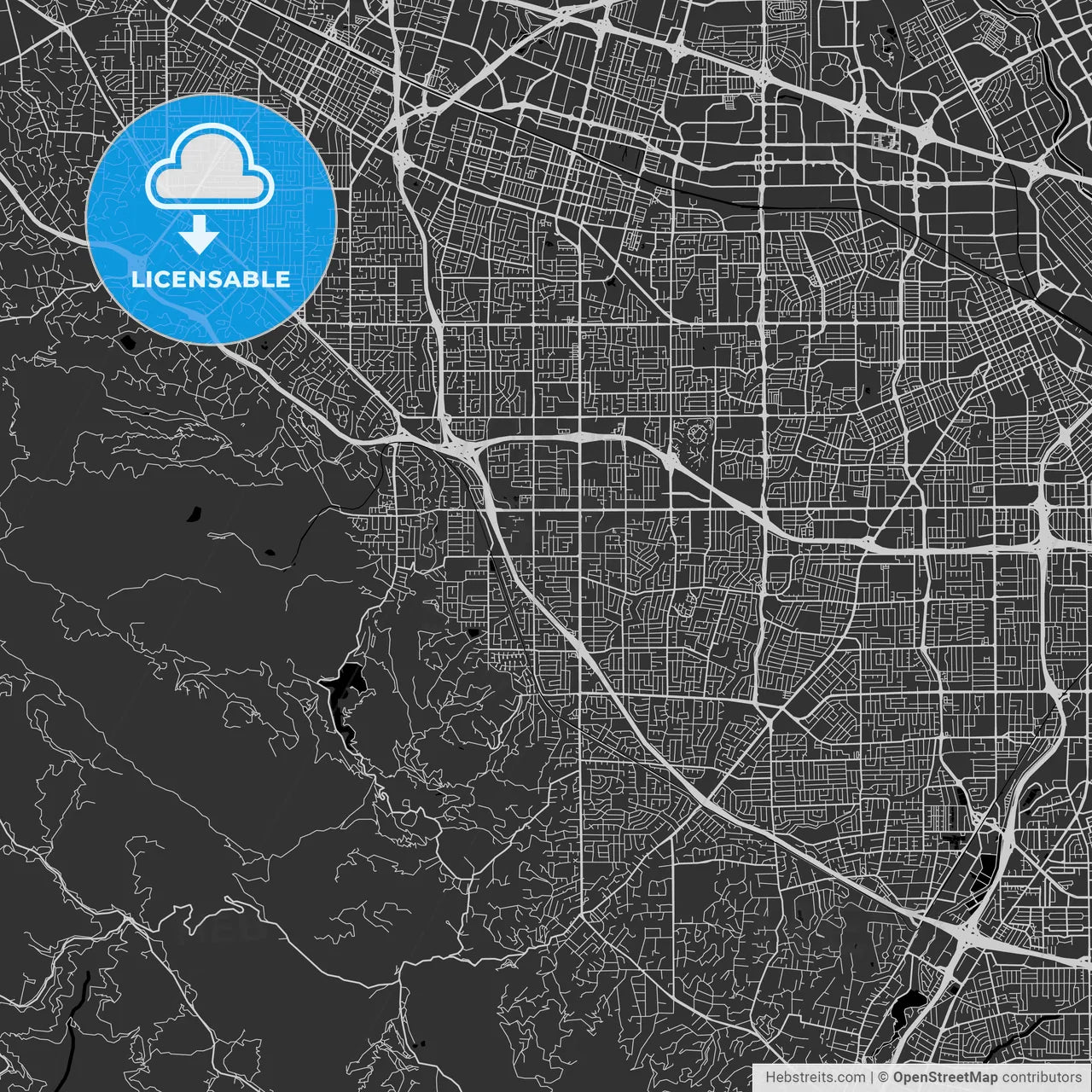 Cupertino, California - Area Map - Dark