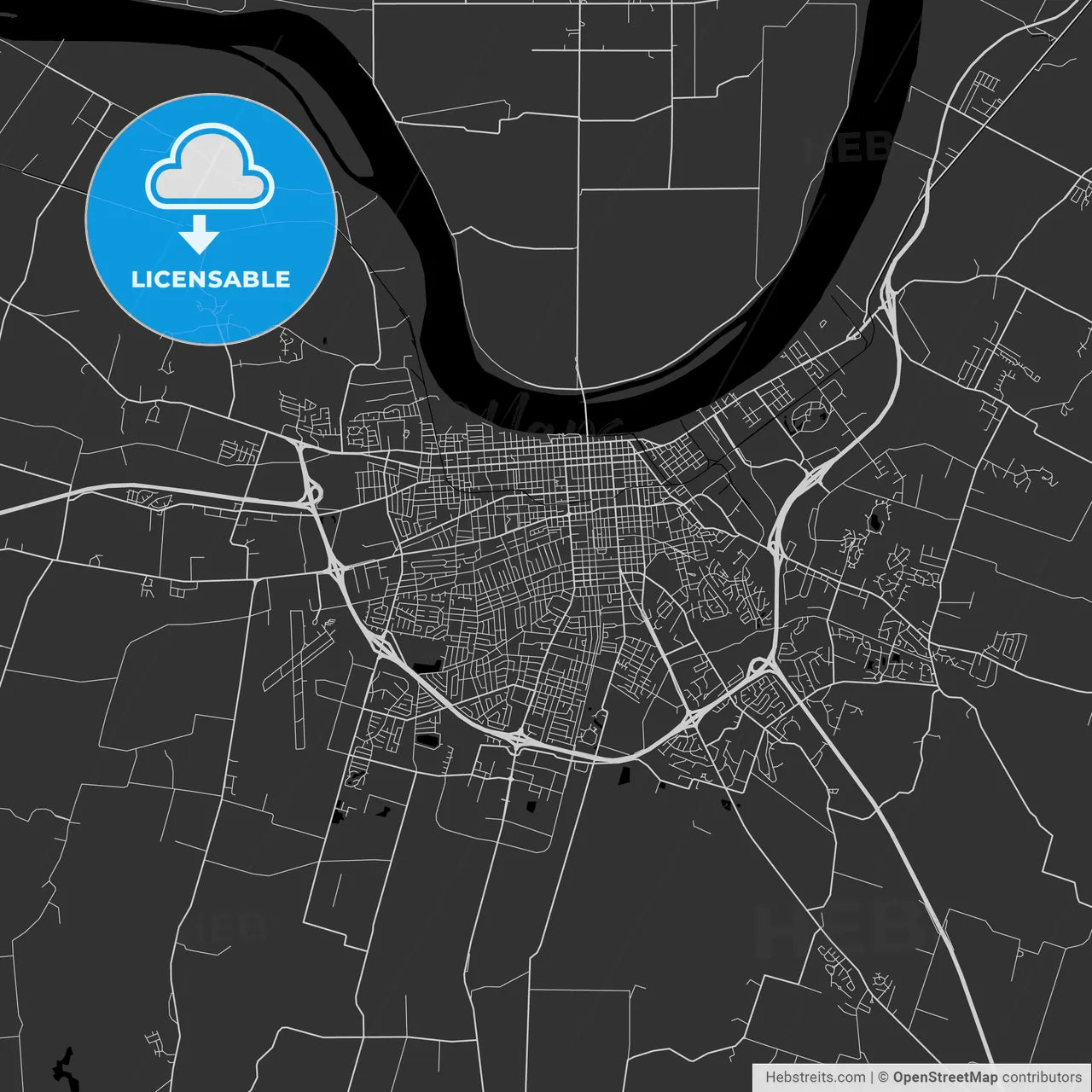 Owensboro, Kentucky - Area Map - Dark
