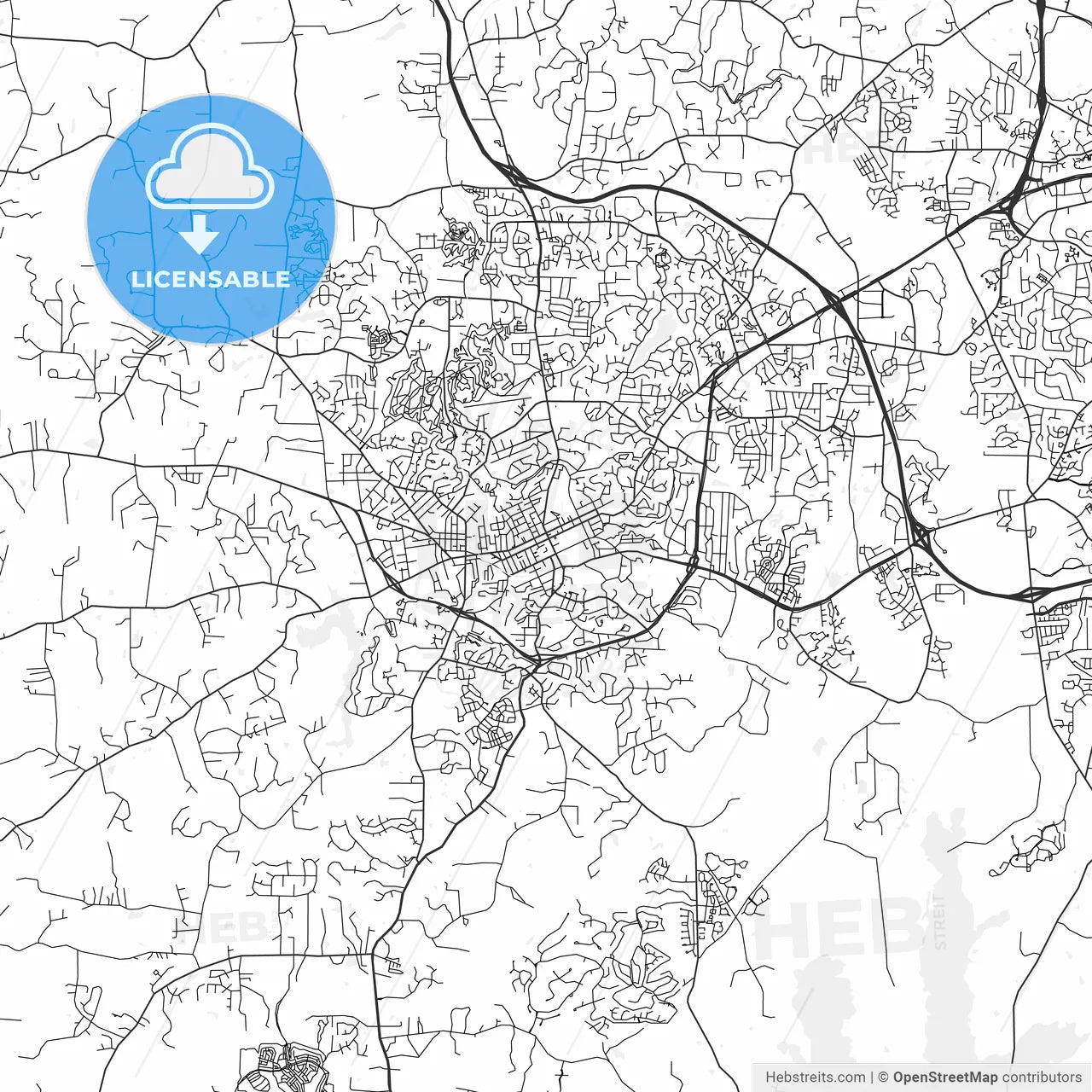 Chapel Hill, North Carolina - Area Map - Light