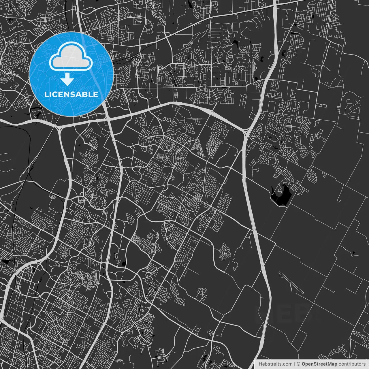 Pflugerville, Texas - Area Map - Dark