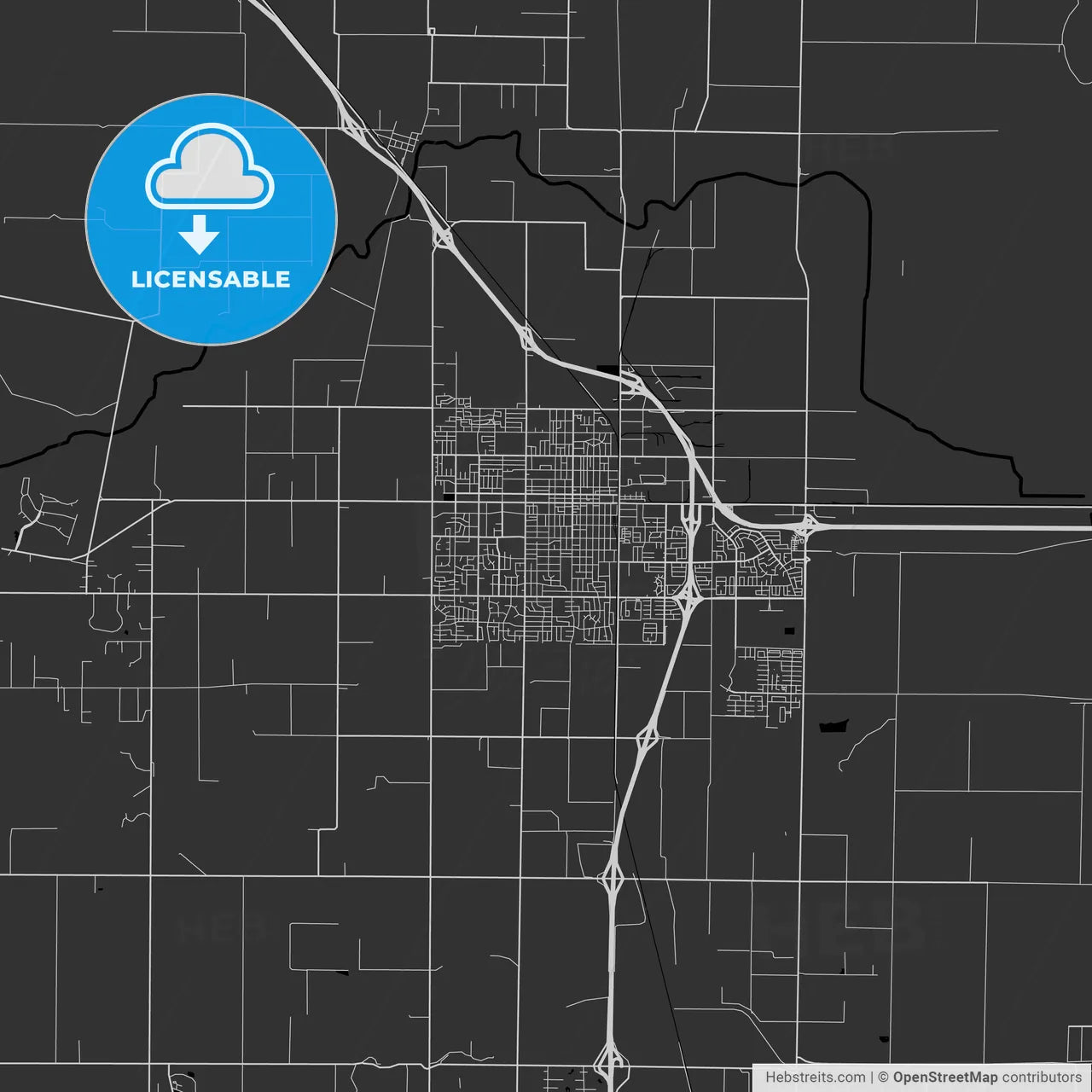 Woodland, California - Area Map - Dark