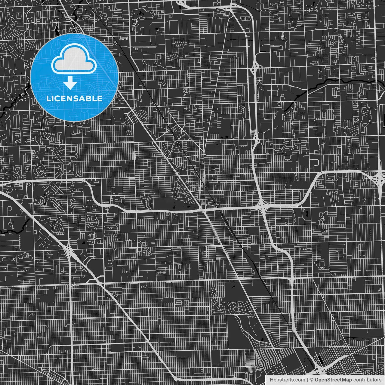 Royal Oak, Michigan - Area Map - Dark