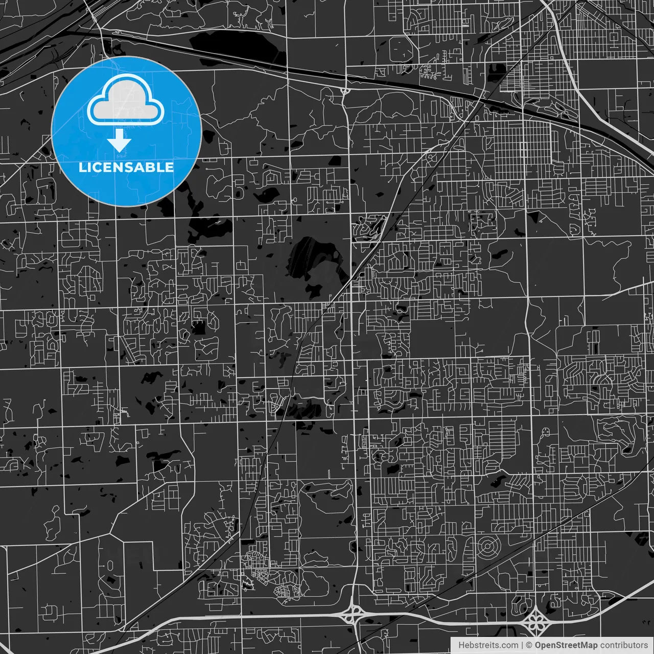 Orland Park, Illinois - Area Map - Dark