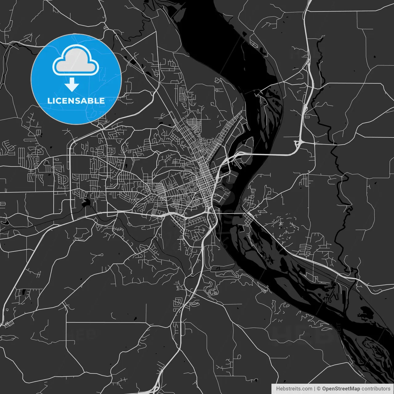 Dubuque, Iowa - Area Map - Dark