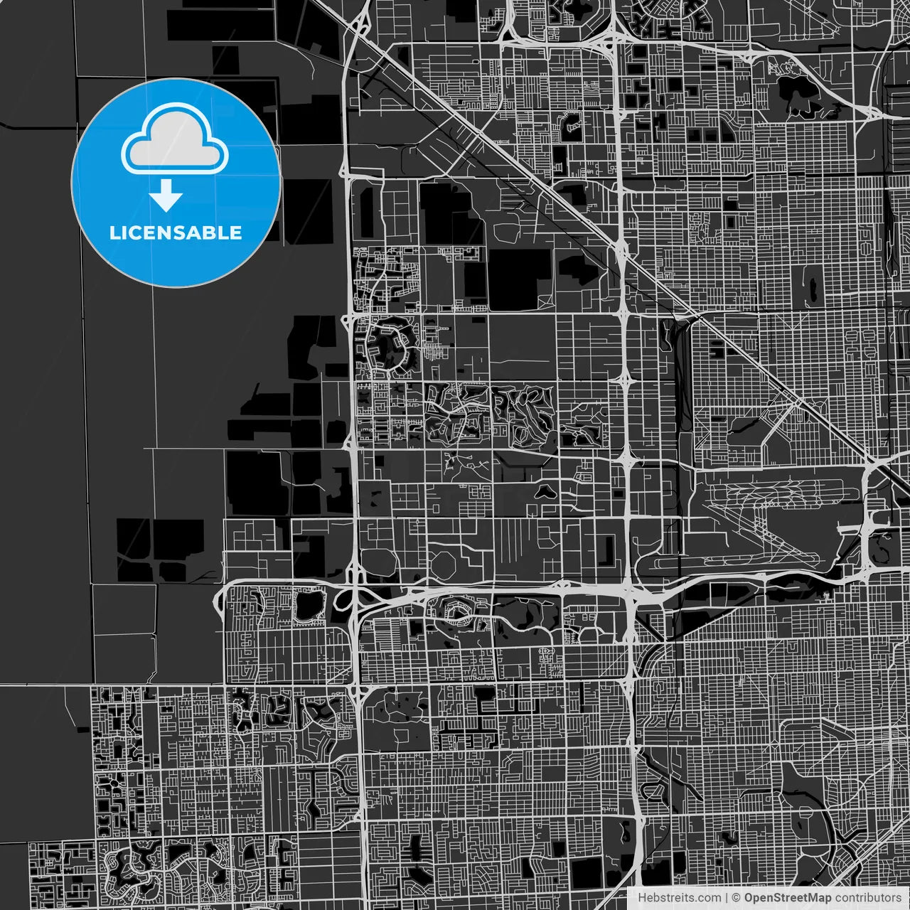 Doral, Florida - Area Map - Dark