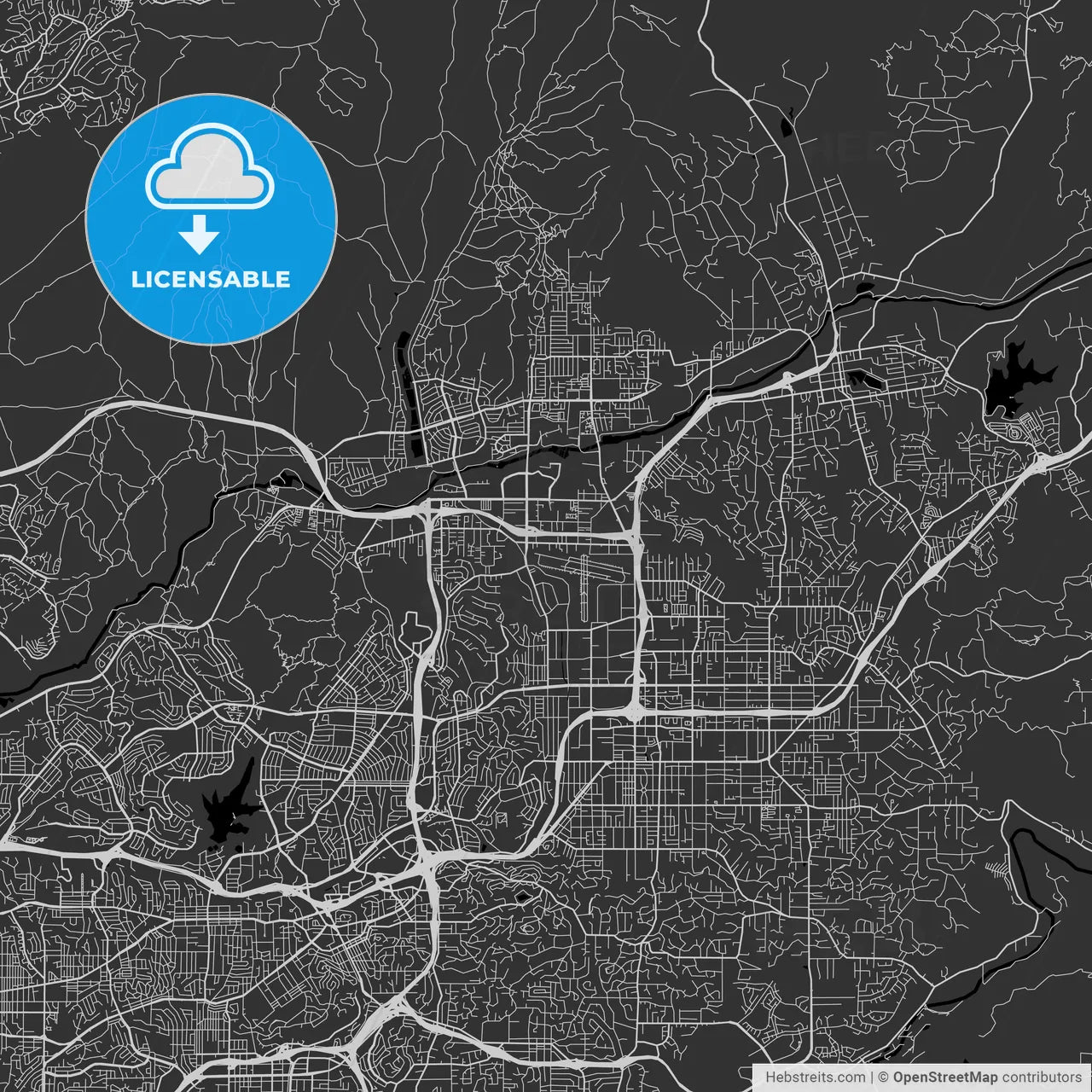 Santee, California - Area Map - Dark