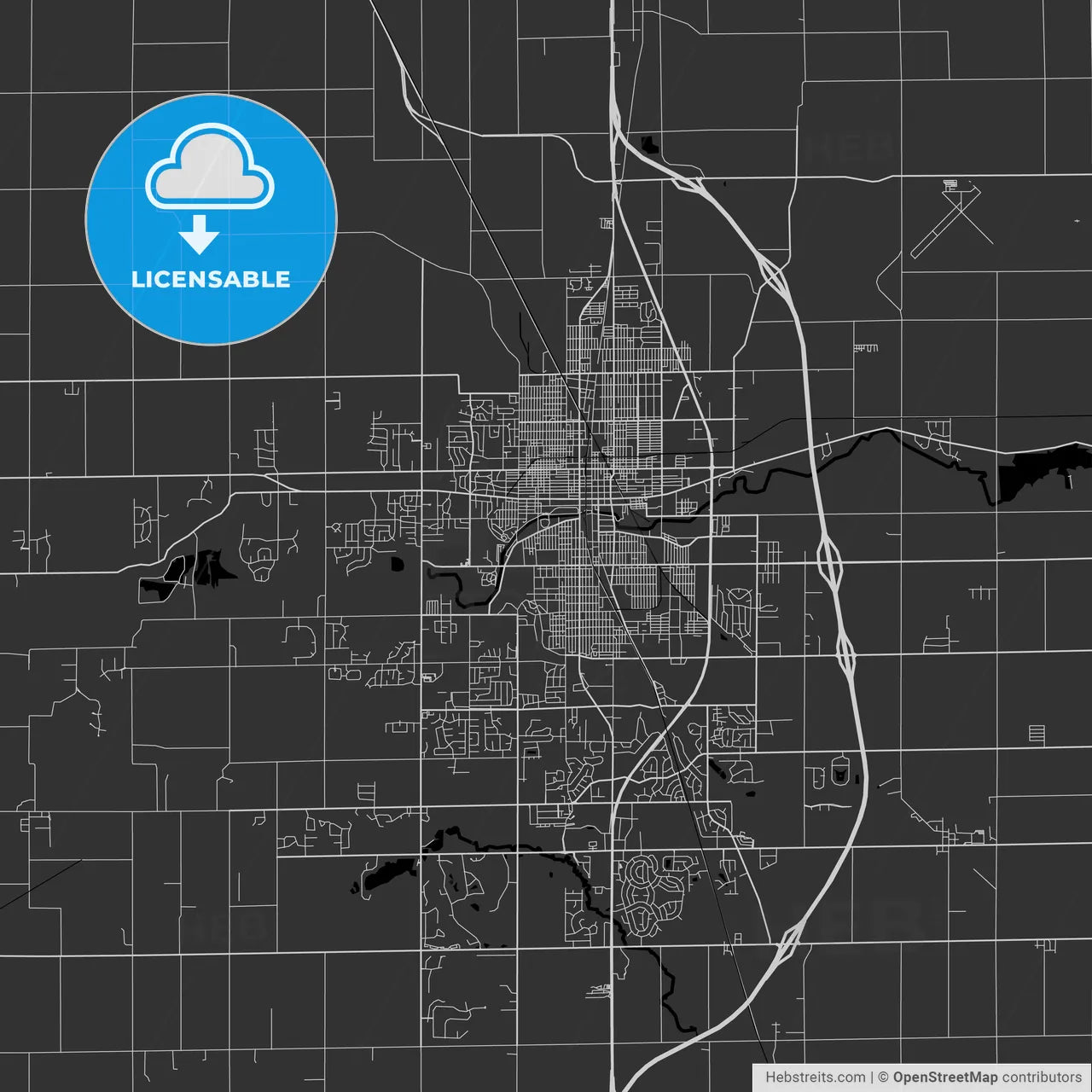 Kokomo, Indiana - Area Map - Dark