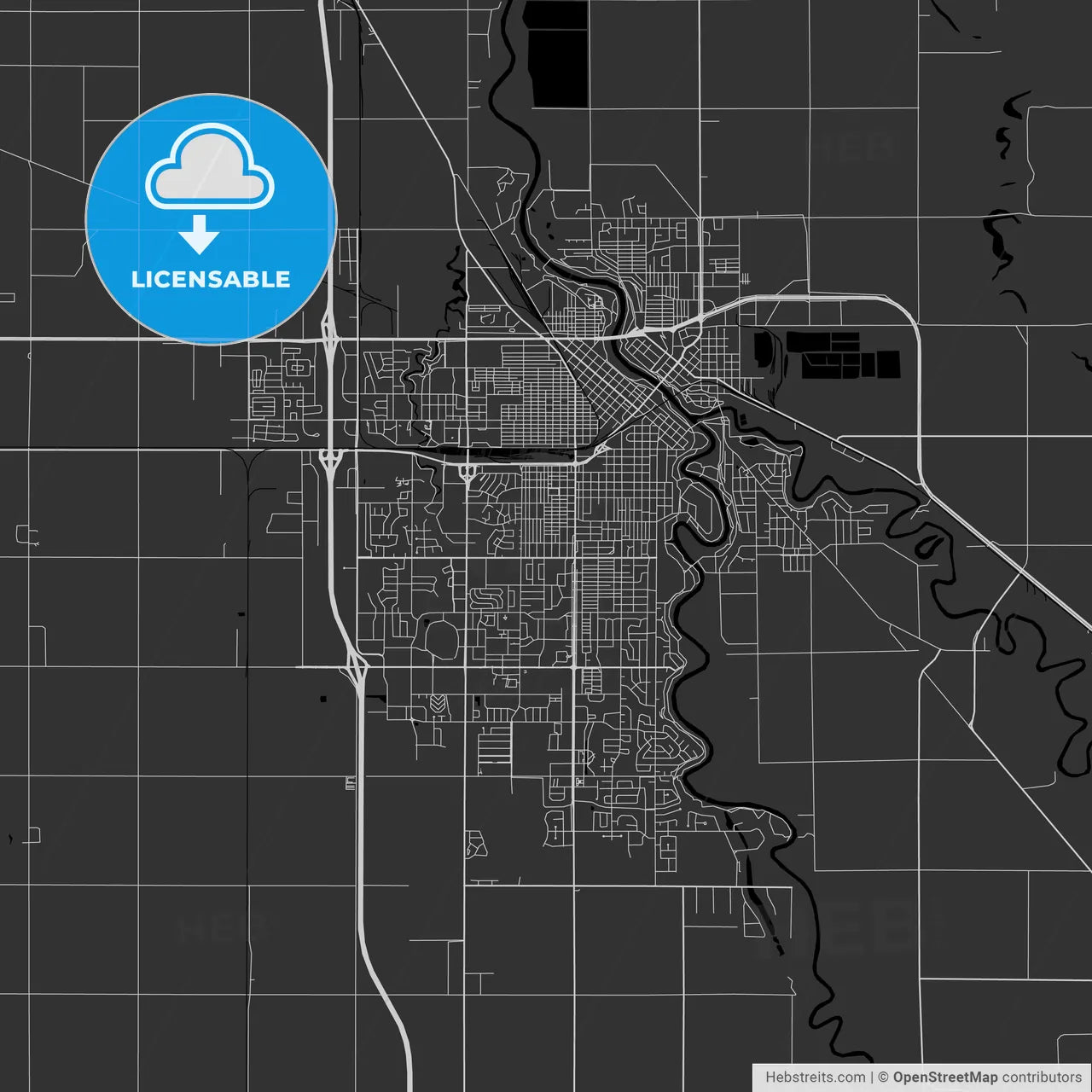 Grand Forks, North Dakota - Area Map - Dark