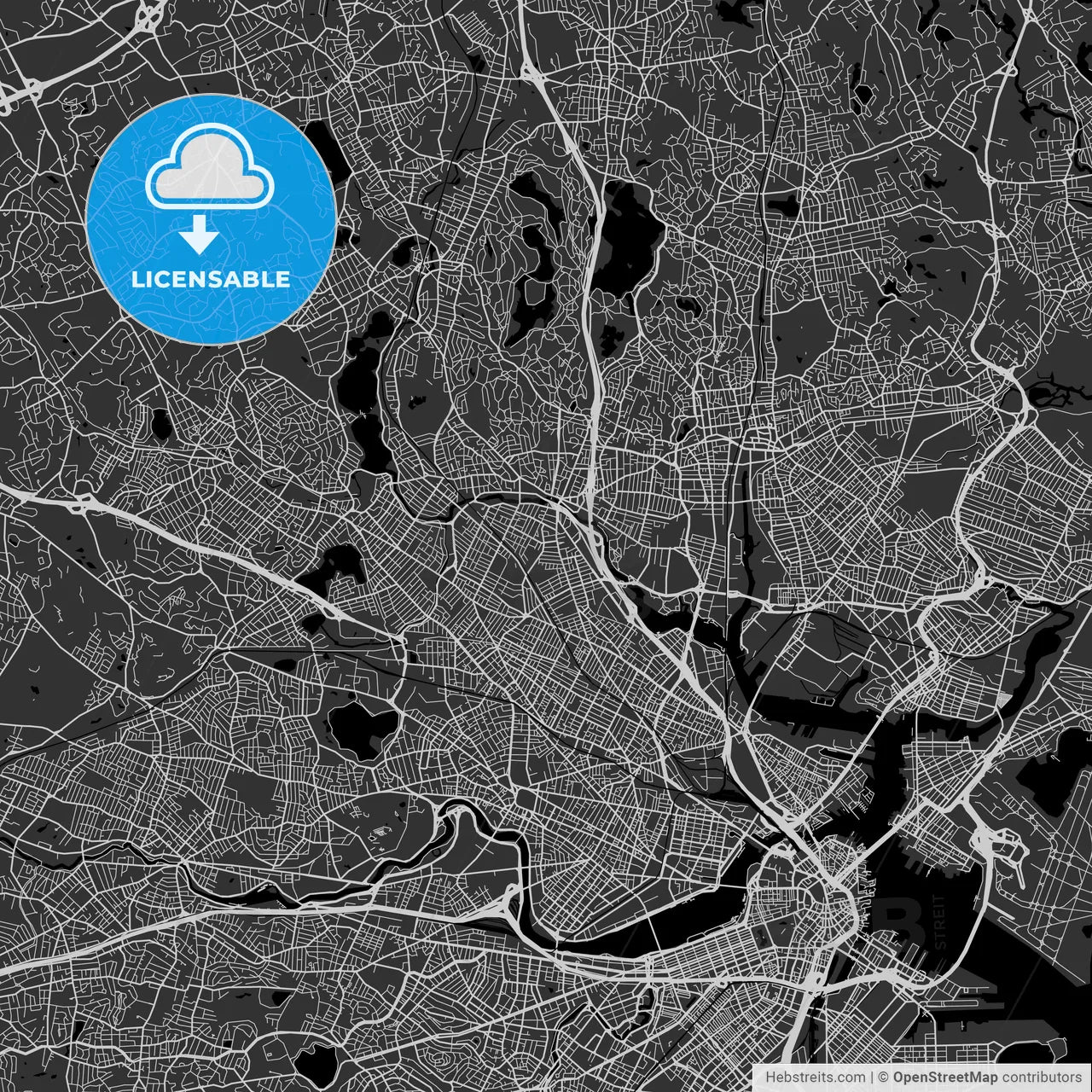 Medford, Massachusetts - Area Map - Dark