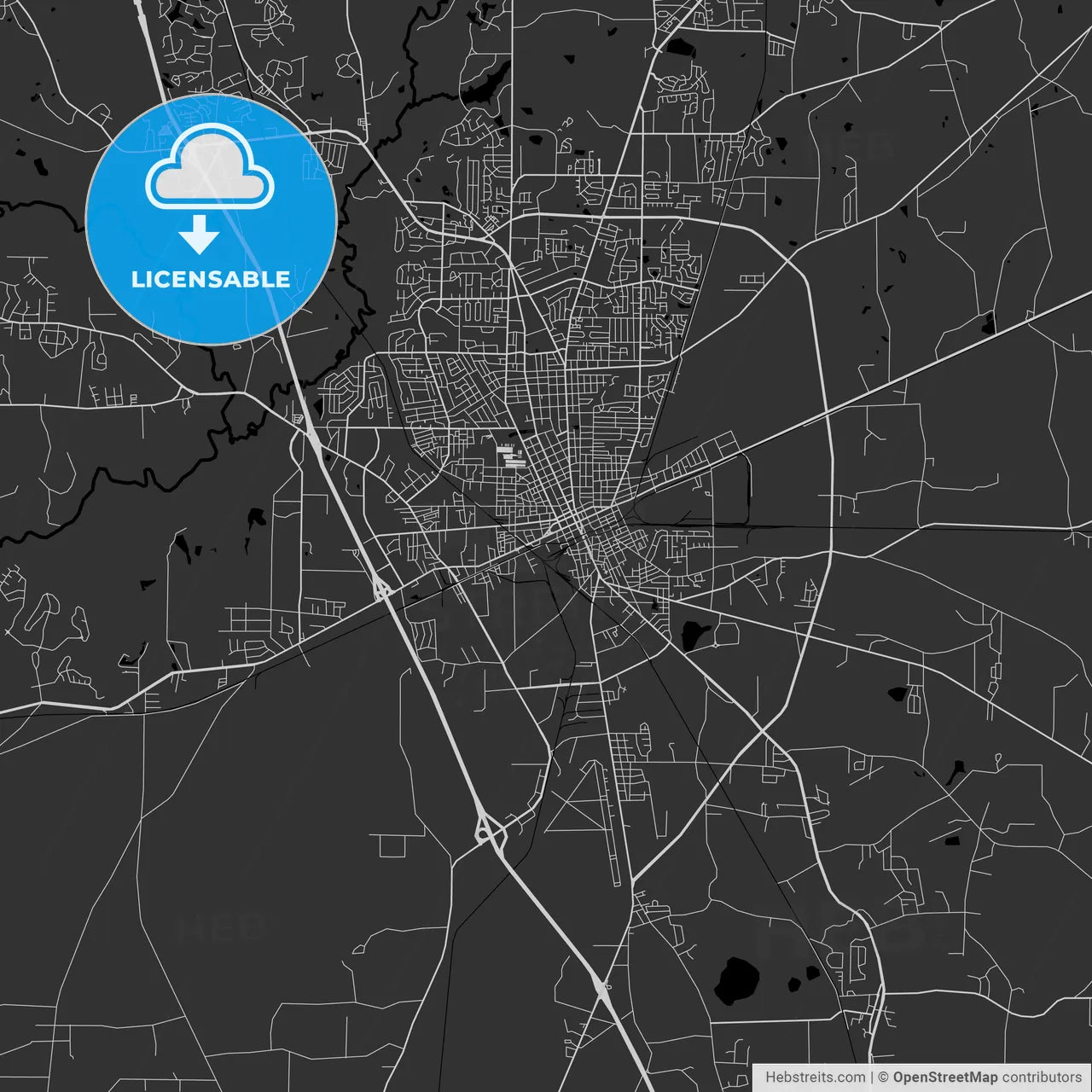 Valdosta, Georgia - Area Map - Dark