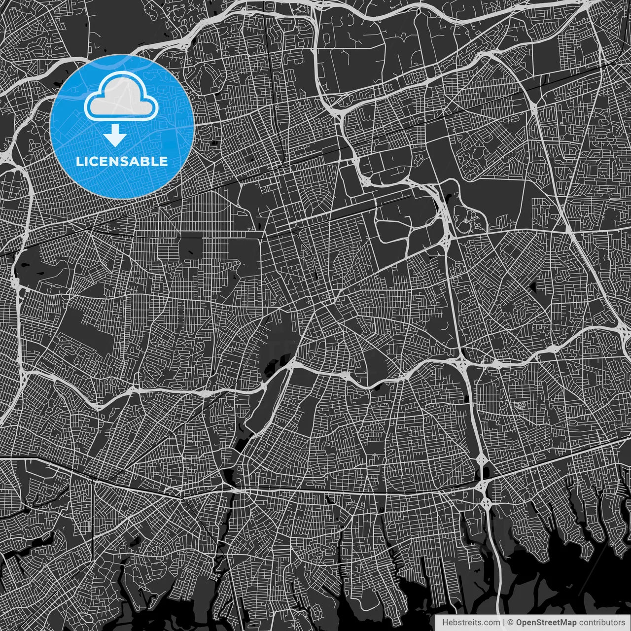 Hempstead, New York - Area Map - Dark