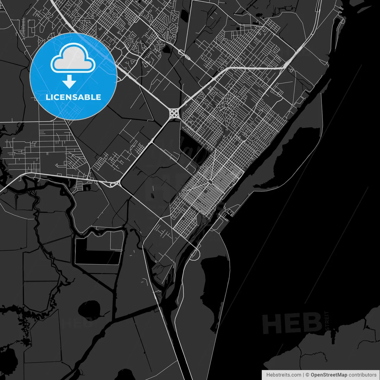 Port Arthur, Texas - Area Map - Dark