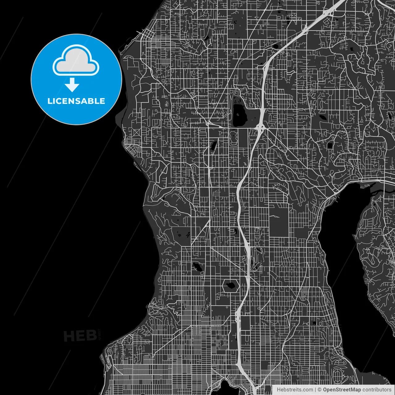 Shoreline, Washington - Area Map - Dark