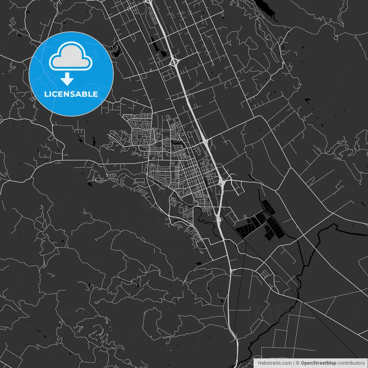 Gilroy, California - Area Map - Dark