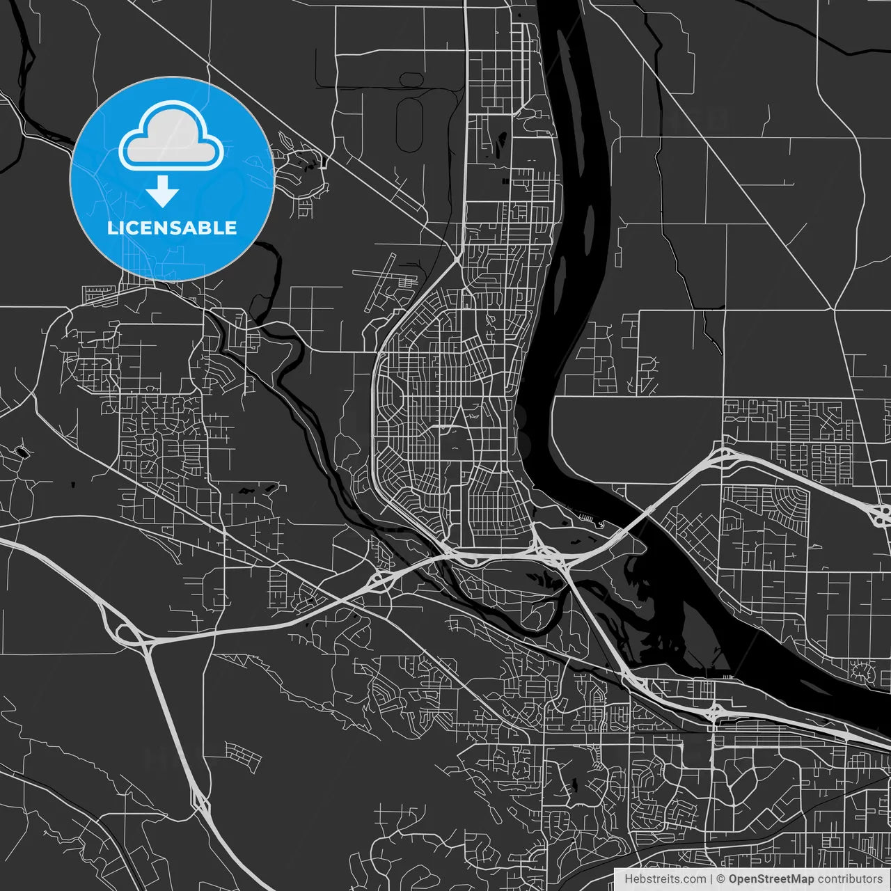 Richland, Washington - Area Map - Dark