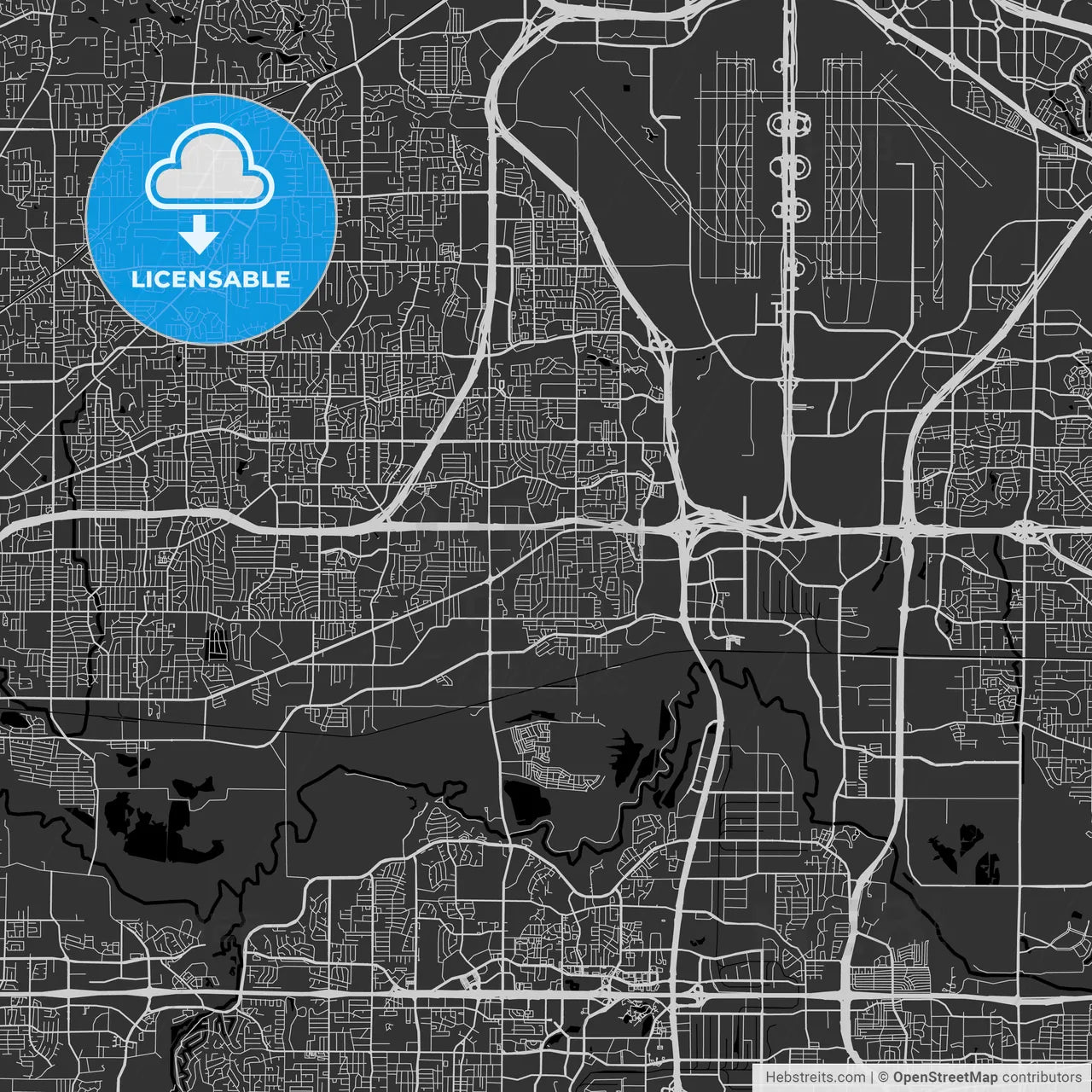 Euless, Texas - Area Map - Dark
