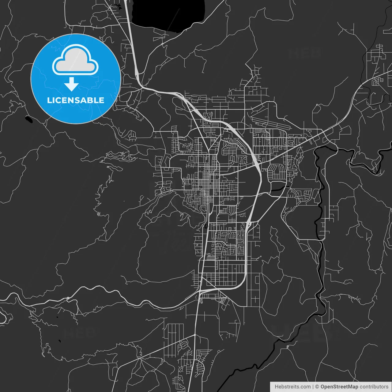 Carson City, Nevada - Area Map - Dark