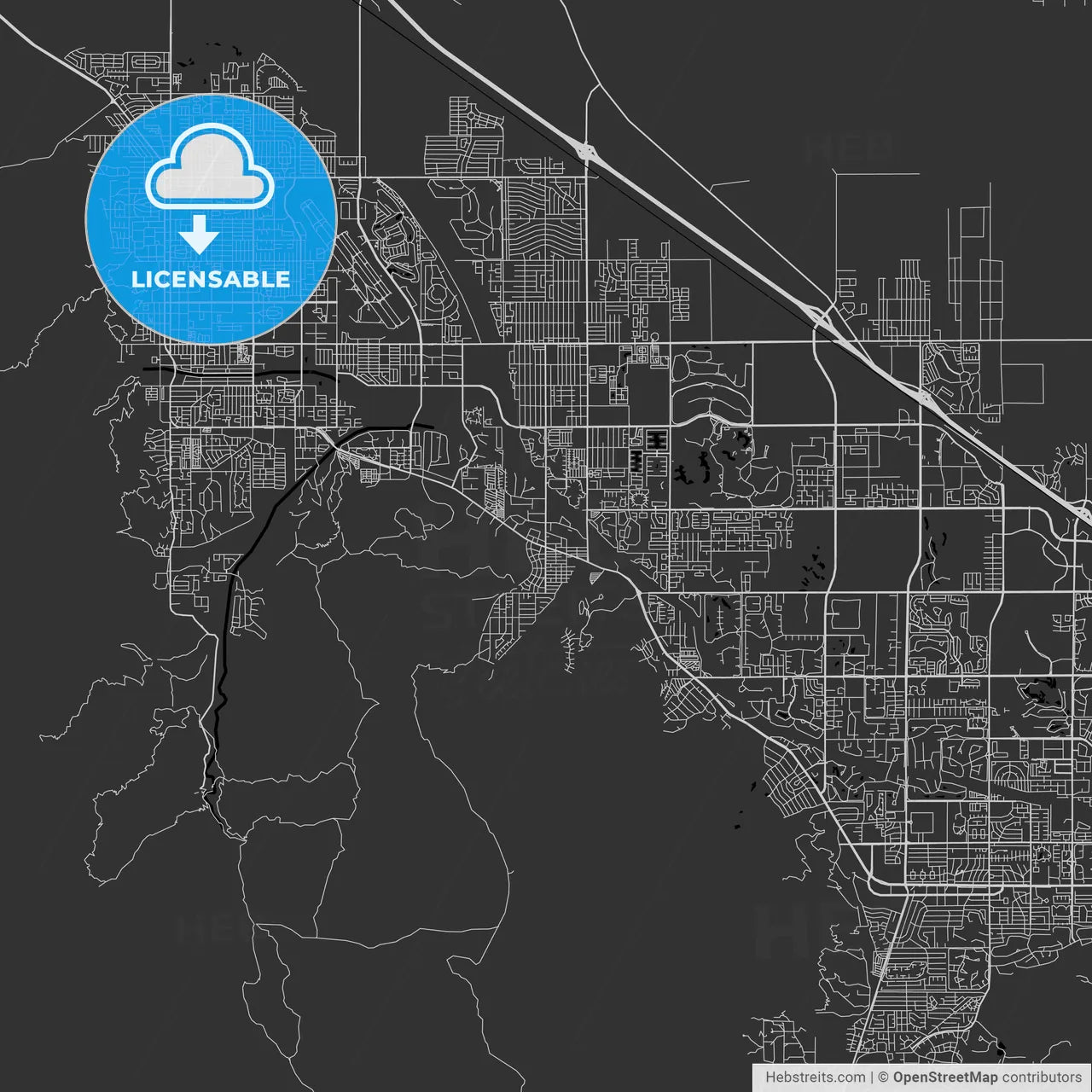 Cathedral City, California - Area Map - Dark