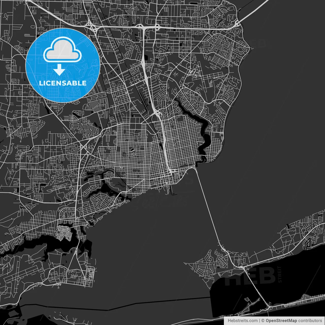 Pensacola, Florida - Area Map - Dark