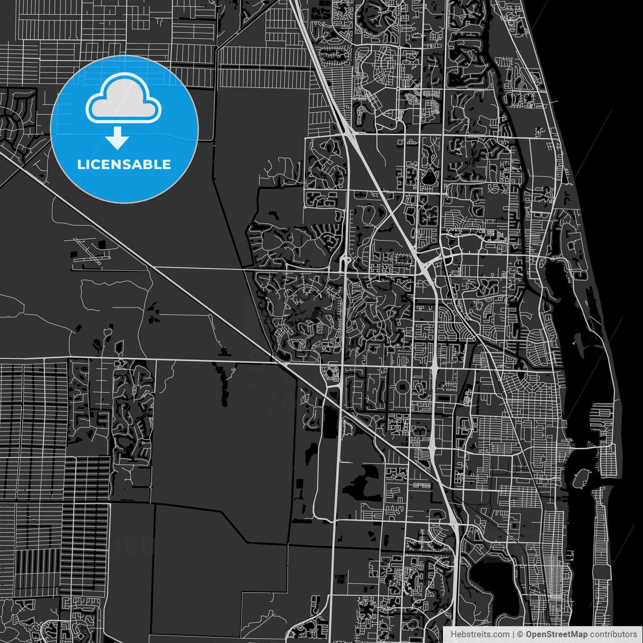 Palm Beach Gardens, Florida - Area Map - Dark