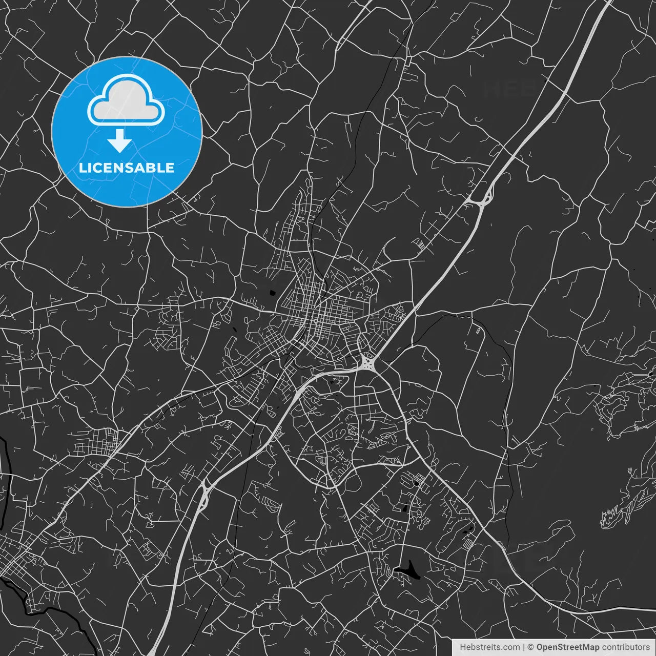 Harrisonburg, Virginia - Area Map - Dark