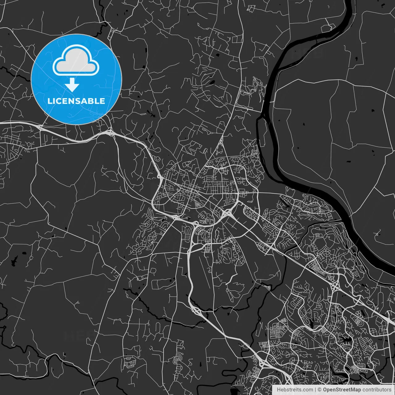 Leesburg, Virginia - Area Map - Dark