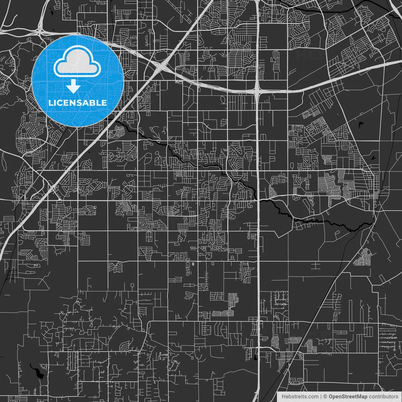 DeSoto, Texas - Area Map - Dark
