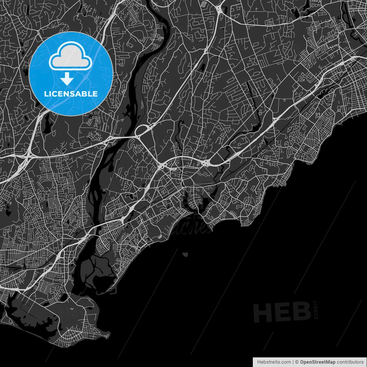 Milford, Connecticut - Area Map - Dark