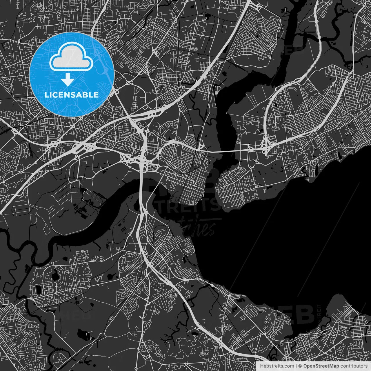 Perth Amboy, New Jersey - Area Map - Dark