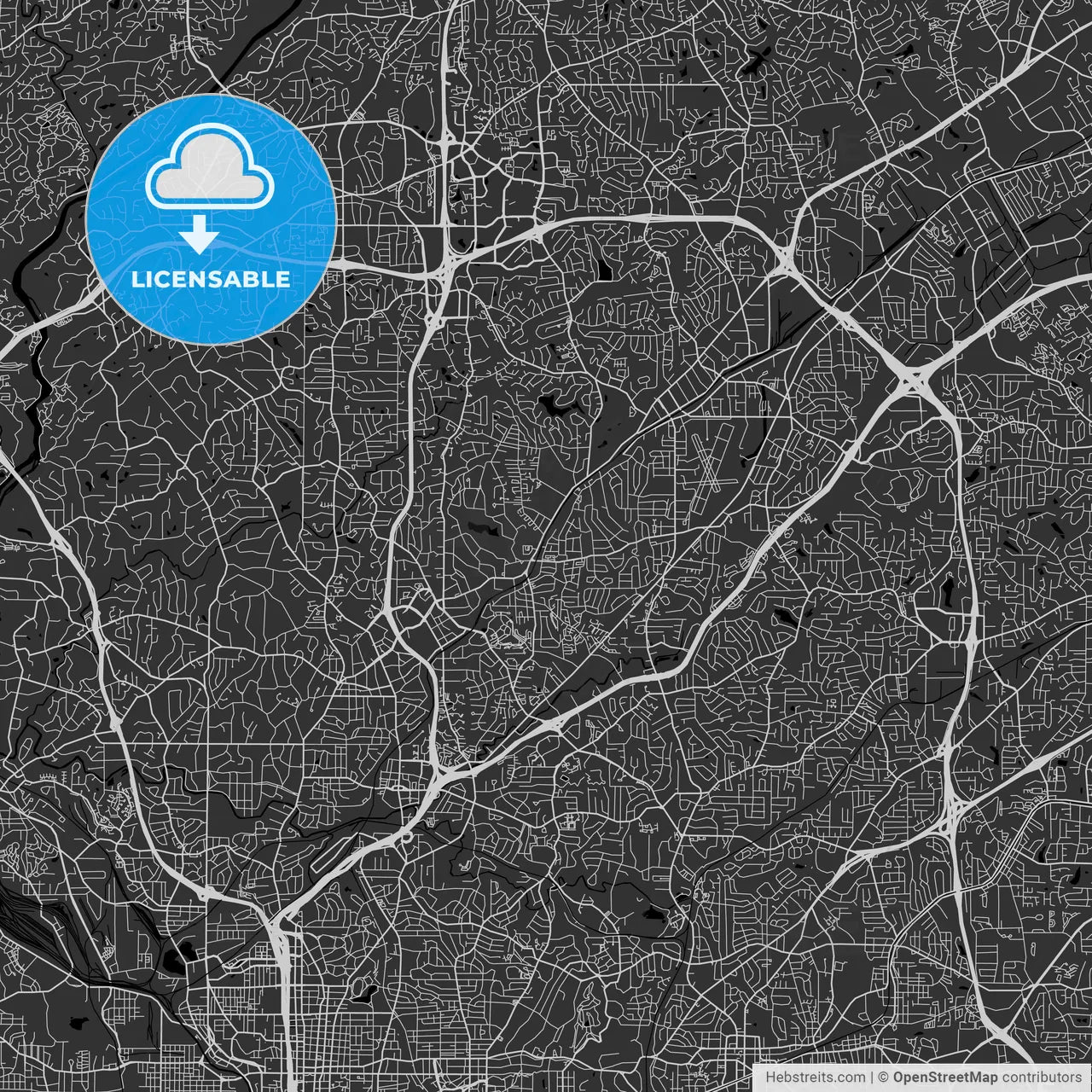 Brookhaven, Georgia - Area Map - Dark