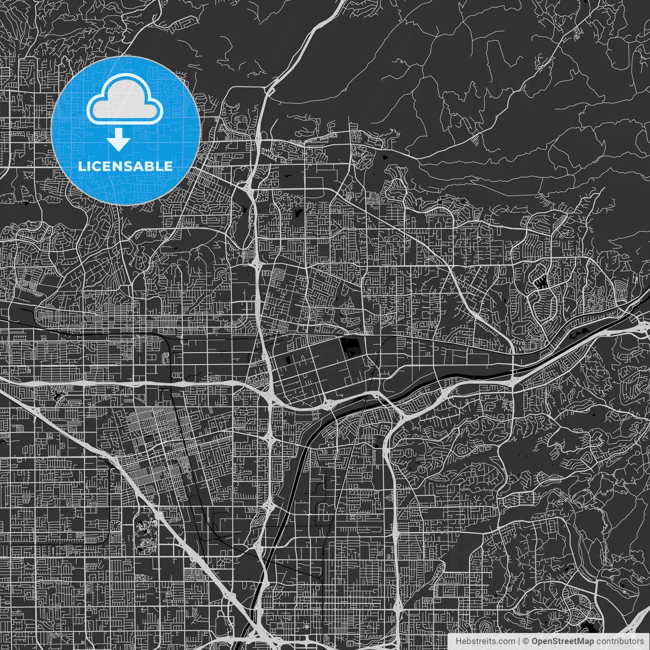 Placentia, California - Area Map - Dark