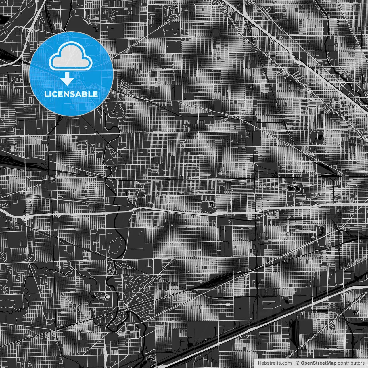 Oak Park, Illinois - Area Map - Dark