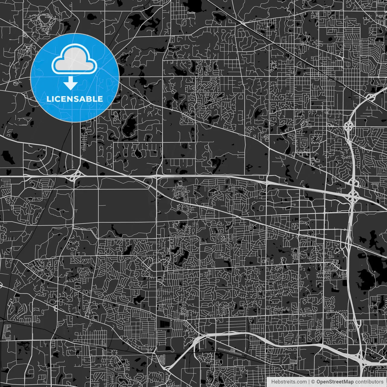 Hoffman Estates, Illinois - Area Map - Dark