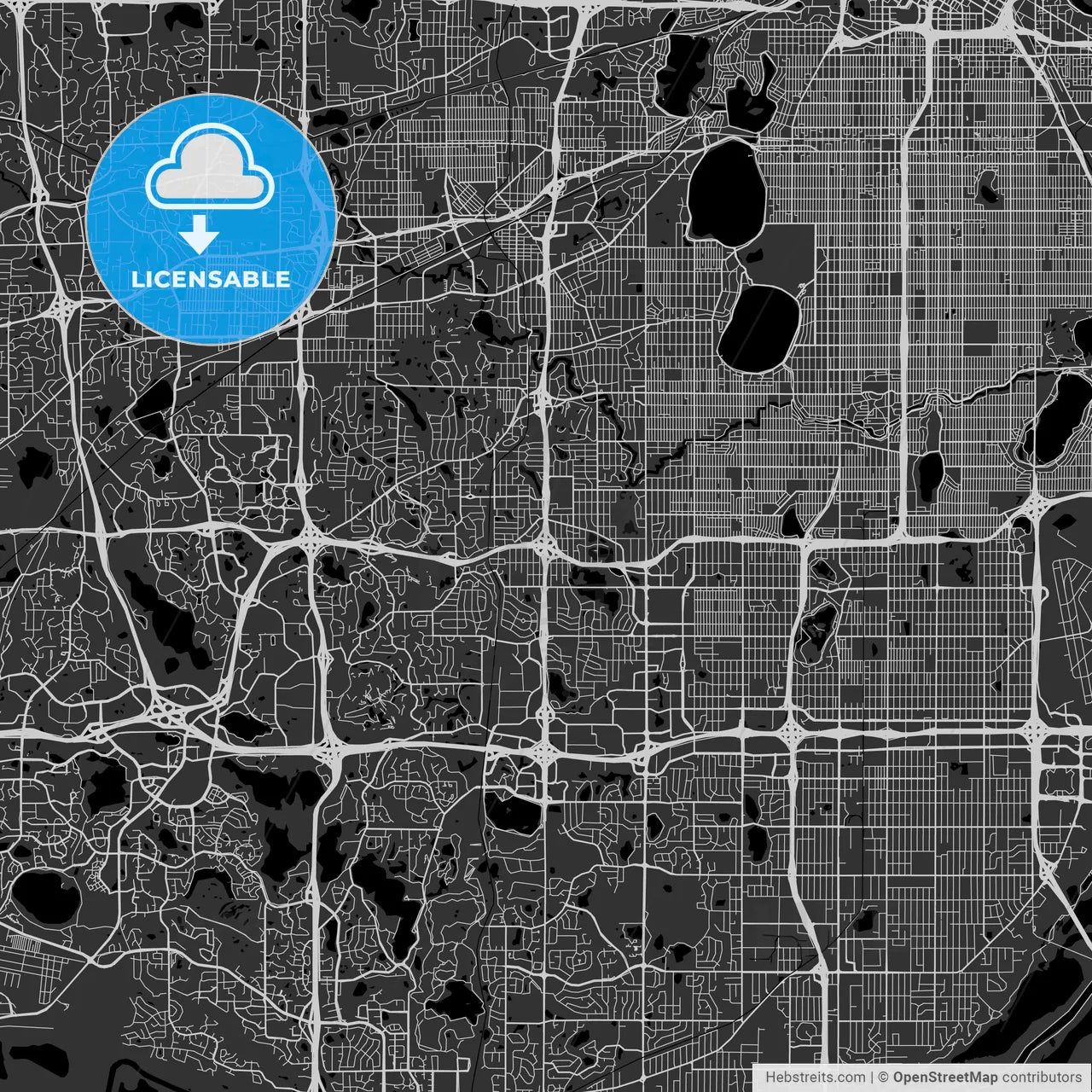Edina, Minnesota - Area Map - Dark