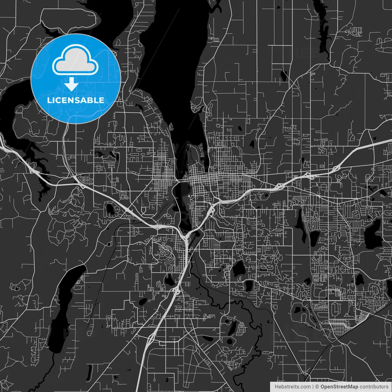 Olympia, Washington - Area Map - Dark