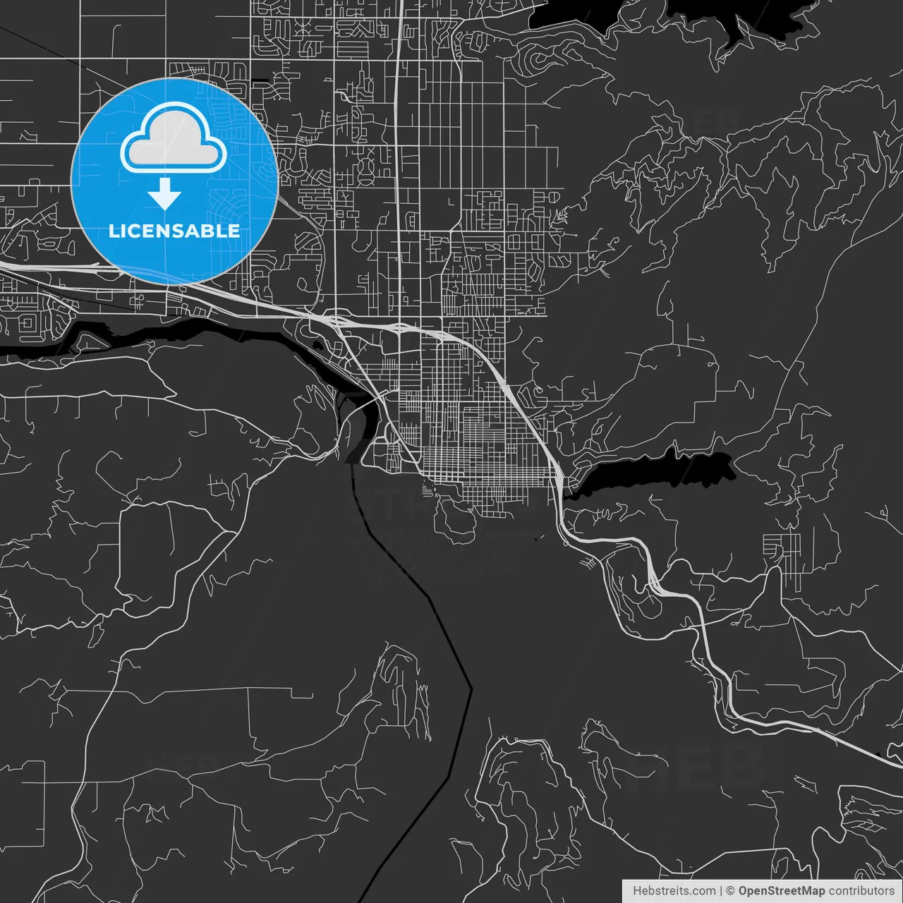 Coeur d'Alene, Idaho - Area Map - Dark