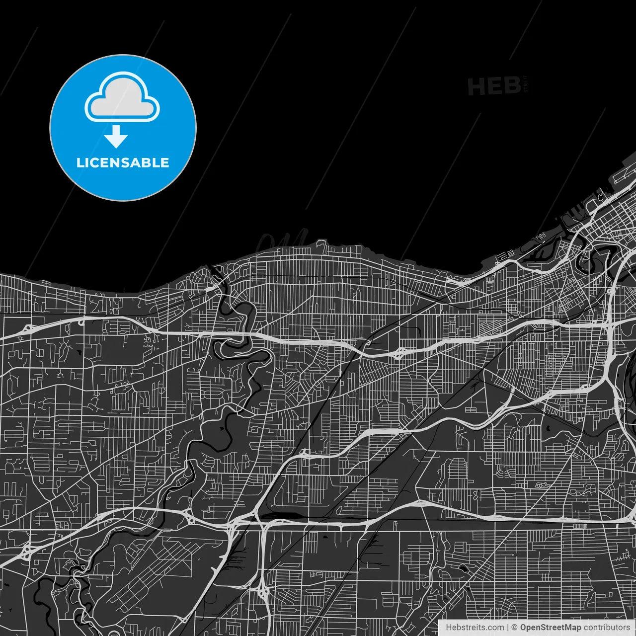 Lakewood, Ohio - Area Map - Dark