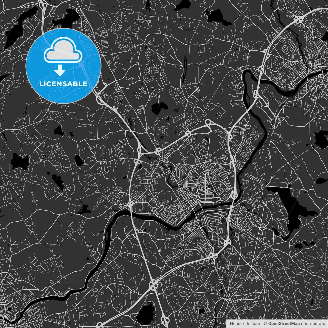 Methuen, Massachusetts - Area Map - Dark