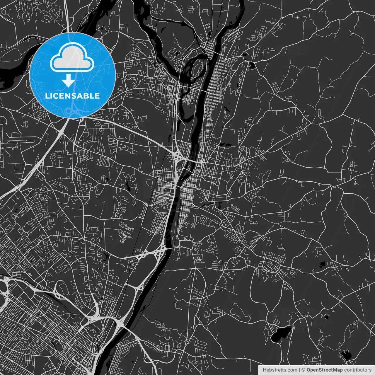 Troy, New York - Area Map - Dark