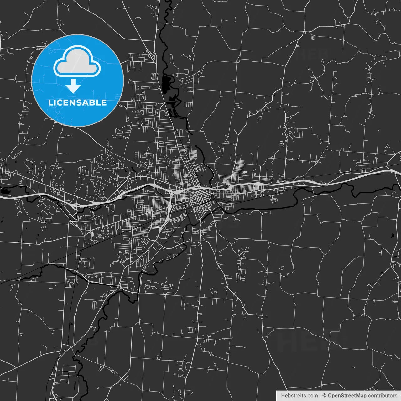 Newark, Ohio - Area Map - Dark